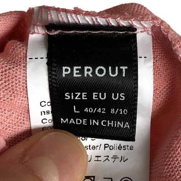 PEROUT Tank Top Linen-Blend Button-Front Pink 60% Linen Summer Coastal Large - Picture 6 of 12